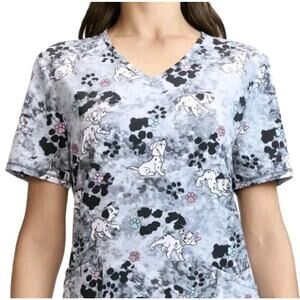 Disney Scrub Top Size 2XL 101 Dalmatians Dogs V-Neck New nurse medical vetenary